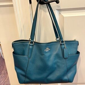Used Coach purse - teal - soft leather - attractive bag!